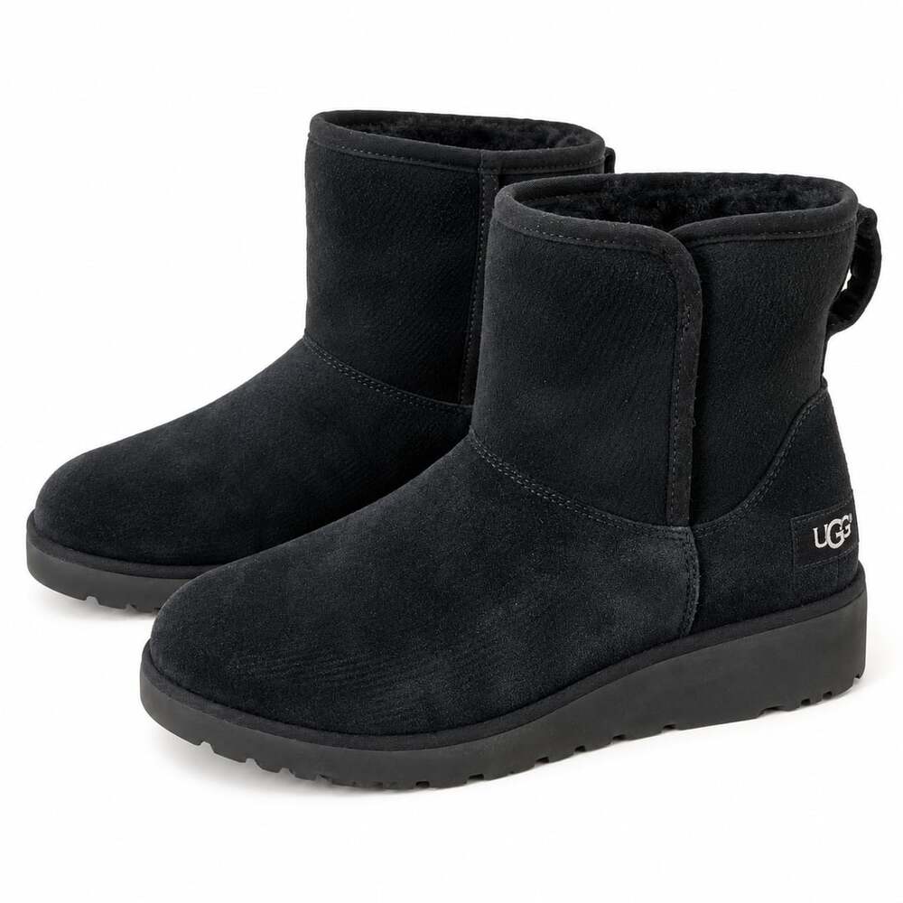 UGG Black Suede Short Sheepskin Boots Women’s Size 10 1012497